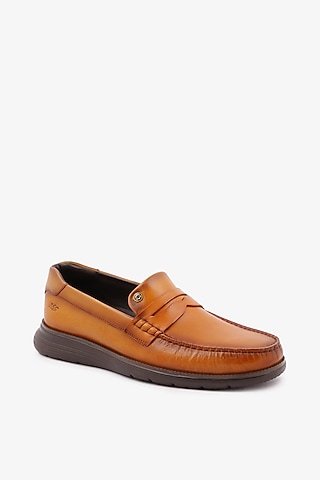 Tan Leather Loafers by TONI ROSSI MEN
