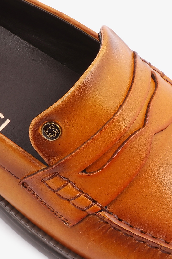 Tan Leather Loafers by TONI ROSSI MEN at Pernia's Pop Up Shop