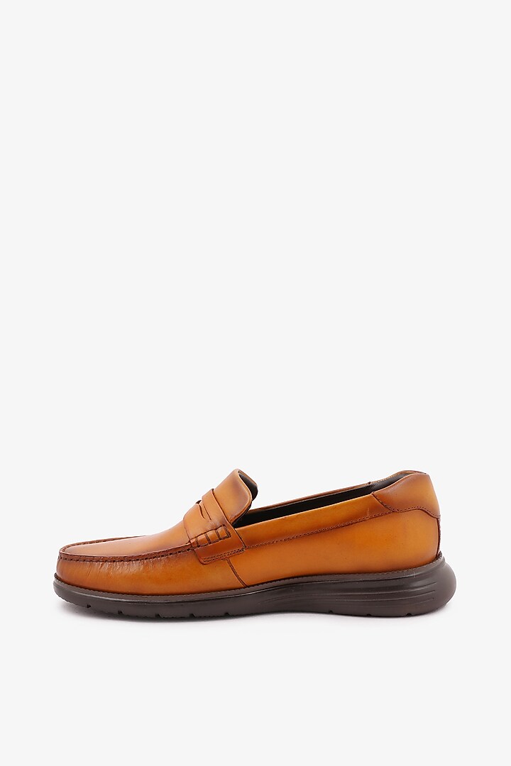 Tan Leather Loafers by TONI ROSSI MEN at Pernia's Pop Up Shop