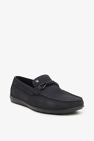 Blue Leather Mocassin Shoes by TONI ROSSI MEN