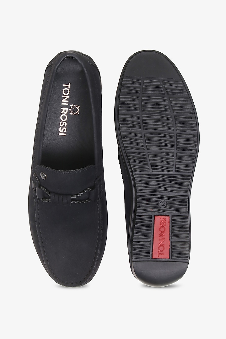 Blue Leather Mocassin Shoes by TONI ROSSI MEN at Pernia's Pop Up Shop