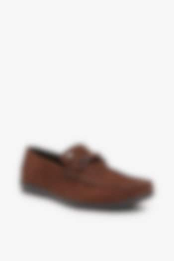 Brown Leather Mocassin Shoes by TONI ROSSI MEN