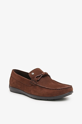 Brown Leather Mocassin Shoes by TONI ROSSI MEN