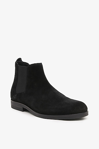 Black Leather Chelsea Boots by TONI ROSSI MEN