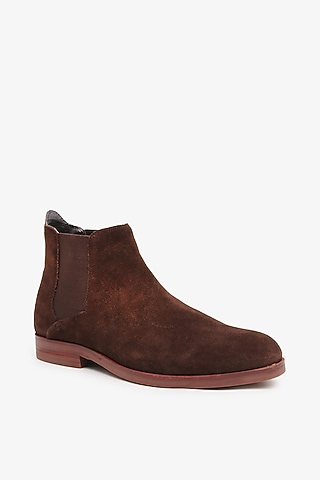 Brown Leather Chelsea Boots by TONI ROSSI MEN