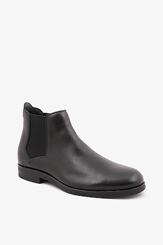 Black Leather Chelsea Boots by TONI ROSSI MEN