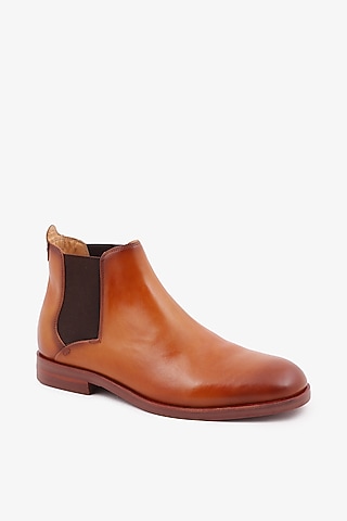 Tan Leather Chelsea Boots by TONI ROSSI MEN