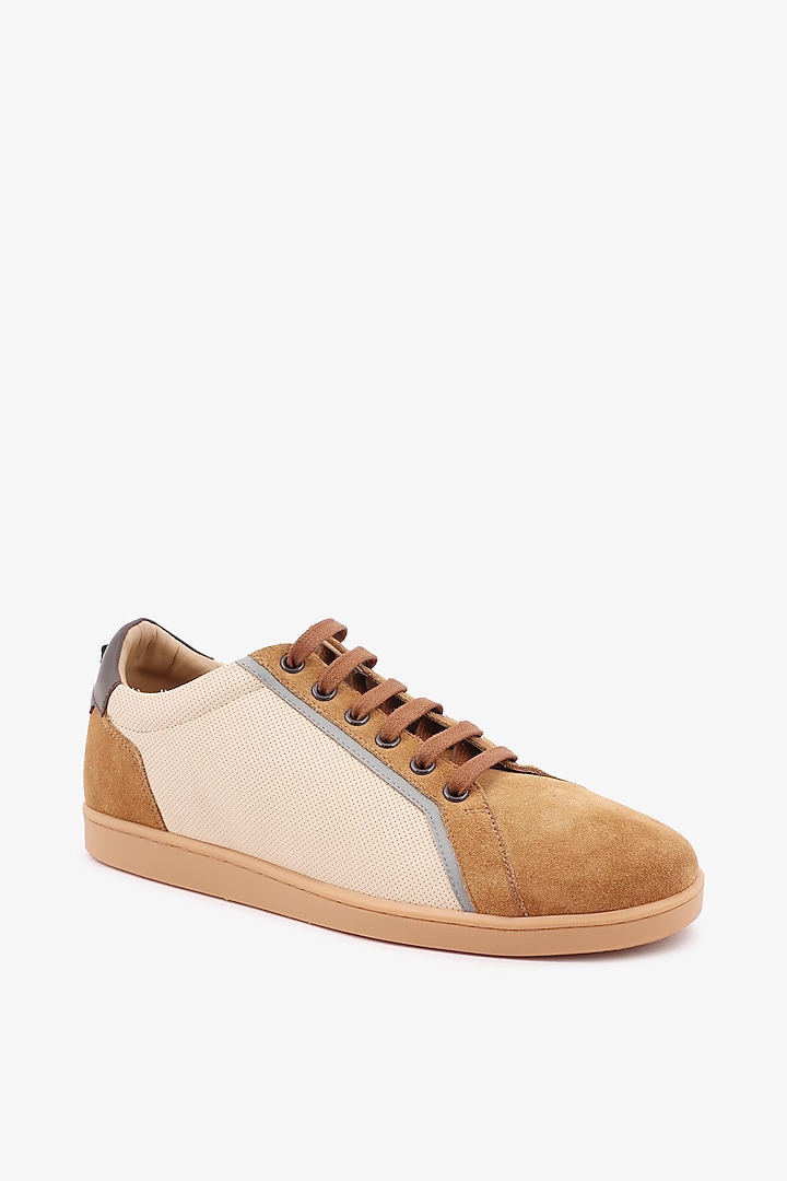 Tan Leather Sneakers by TONI ROSSI MEN