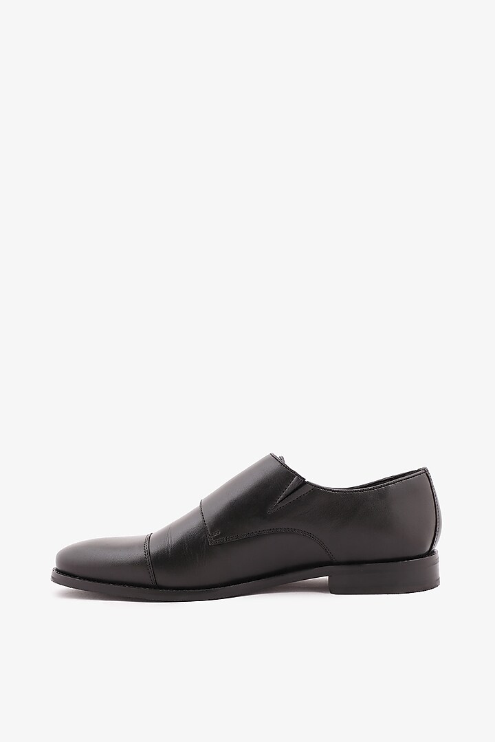 Black Leather Double Monks by TONI ROSSI MEN at Pernia's Pop Up Shop