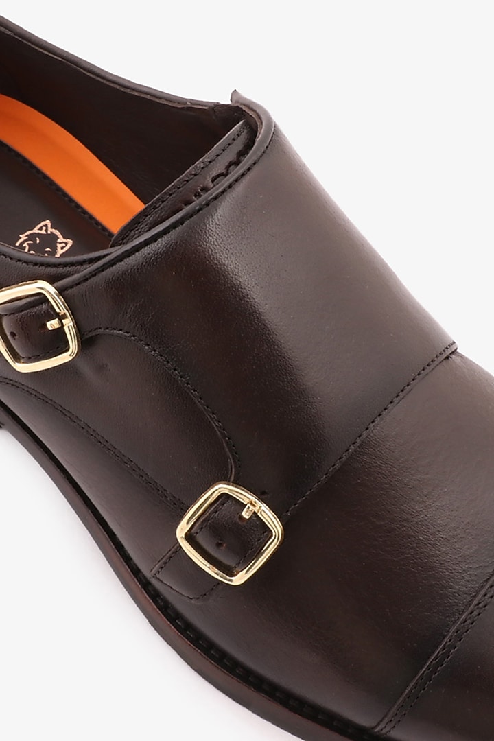 Brown Leather Double Monks by TONI ROSSI MEN at Pernia's Pop Up Shop