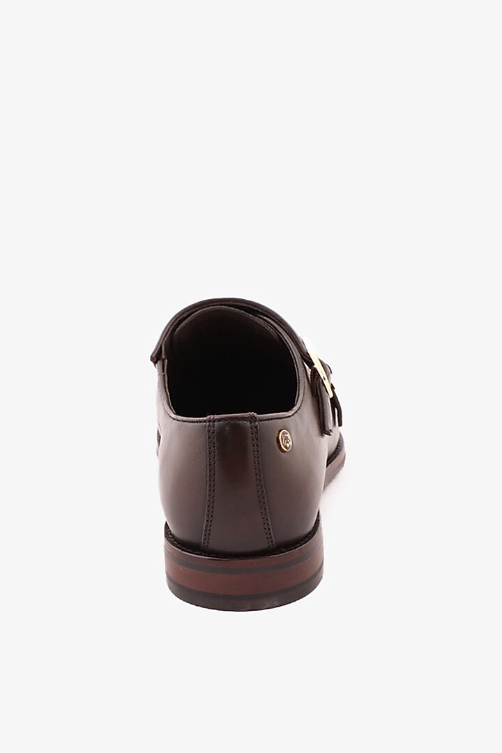 Brown Leather Double Monks by TONI ROSSI MEN at Pernia's Pop Up Shop