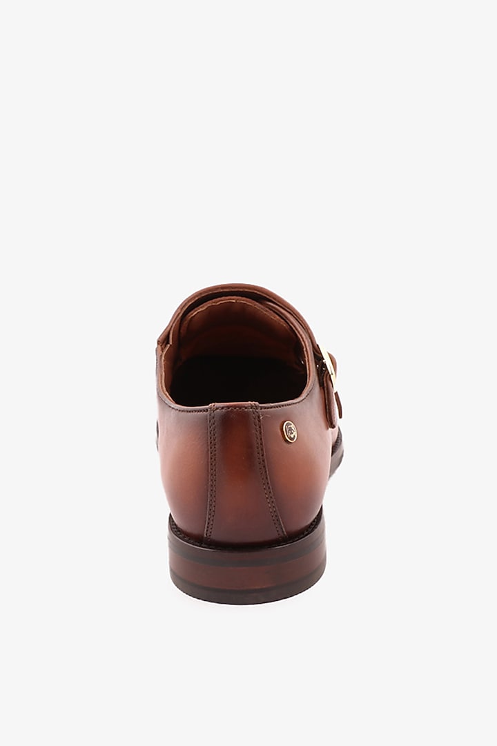 Tan Leather Double Monks by TONI ROSSI MEN at Pernia's Pop Up Shop