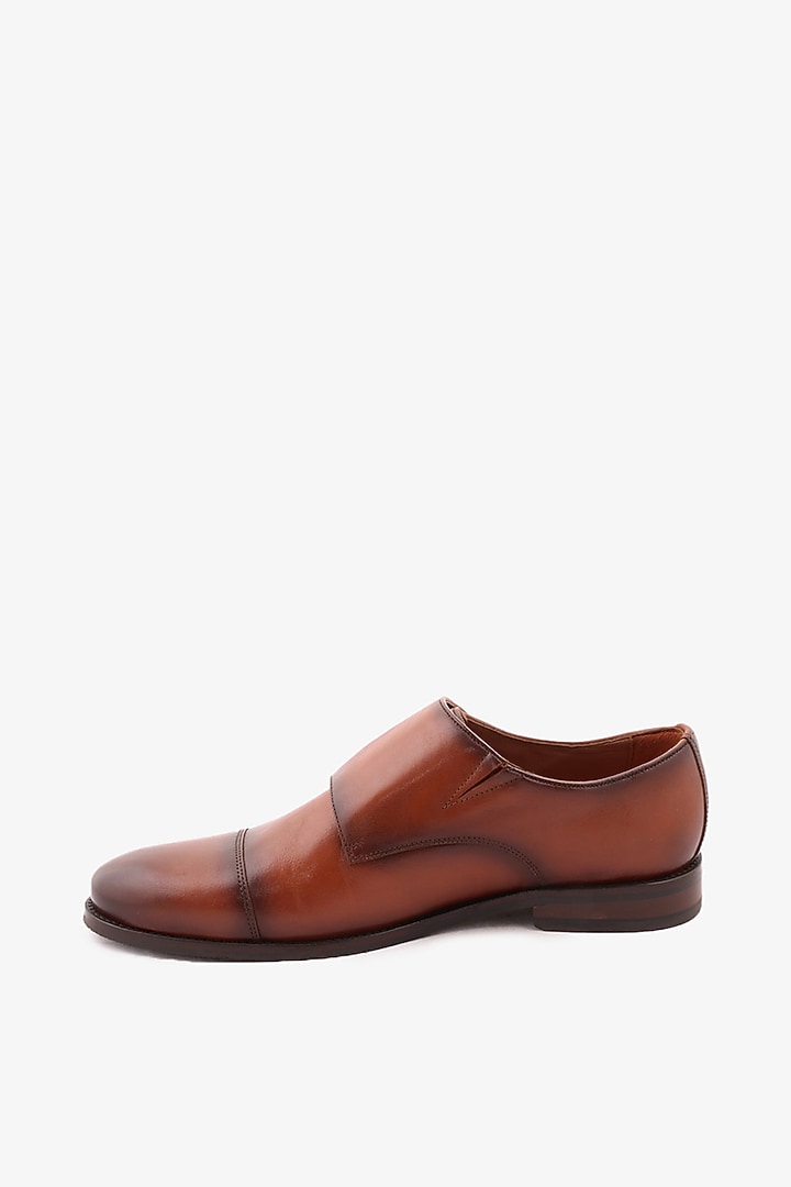 Tan Leather Double Monks by TONI ROSSI MEN at Pernia's Pop Up Shop
