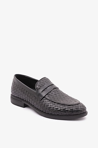 Black Leather Loafers by TONI ROSSI MEN
