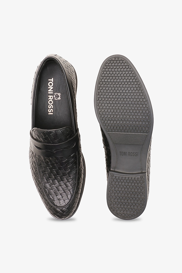 Black Leather Loafers by TONI ROSSI MEN at Pernia's Pop Up Shop