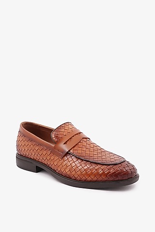 Brown Leather Loafers by TONI ROSSI MEN