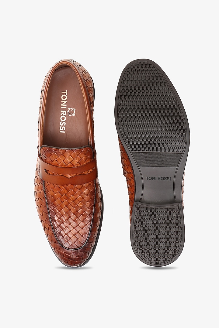 Brown Leather Loafers by TONI ROSSI MEN at Pernia's Pop Up Shop