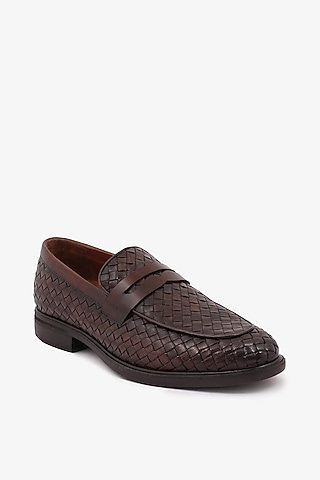 Brown Leather Loafers by TONI ROSSI MEN