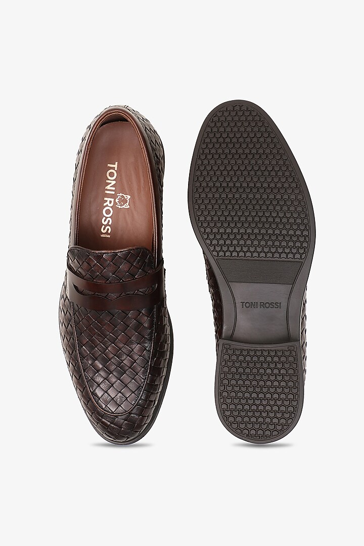 Brown Leather Loafers by TONI ROSSI MEN at Pernia's Pop Up Shop