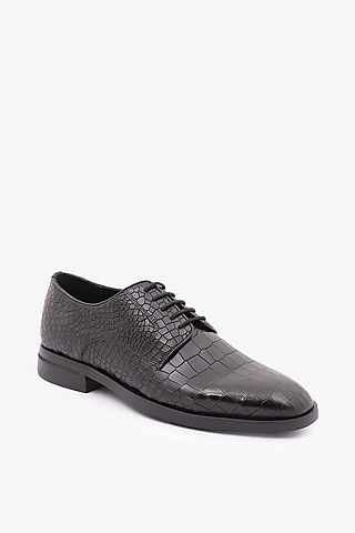 Black Leather Derby Shoes by TONI ROSSI MEN