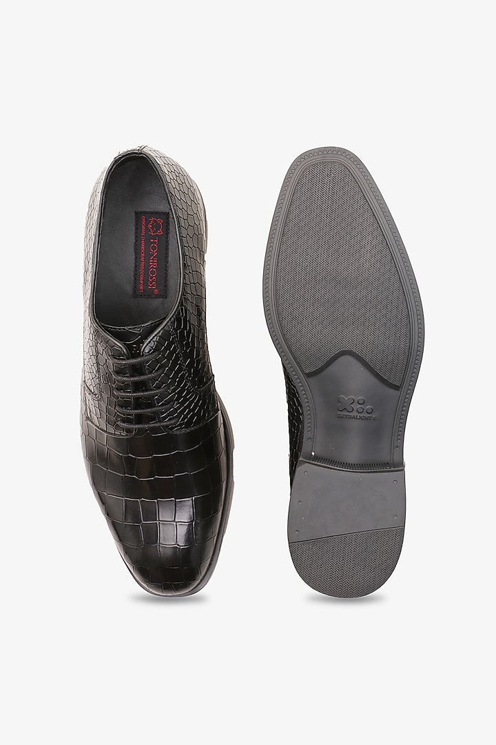 Black Leather Derby Shoes by TONI ROSSI MEN at Pernia's Pop Up Shop