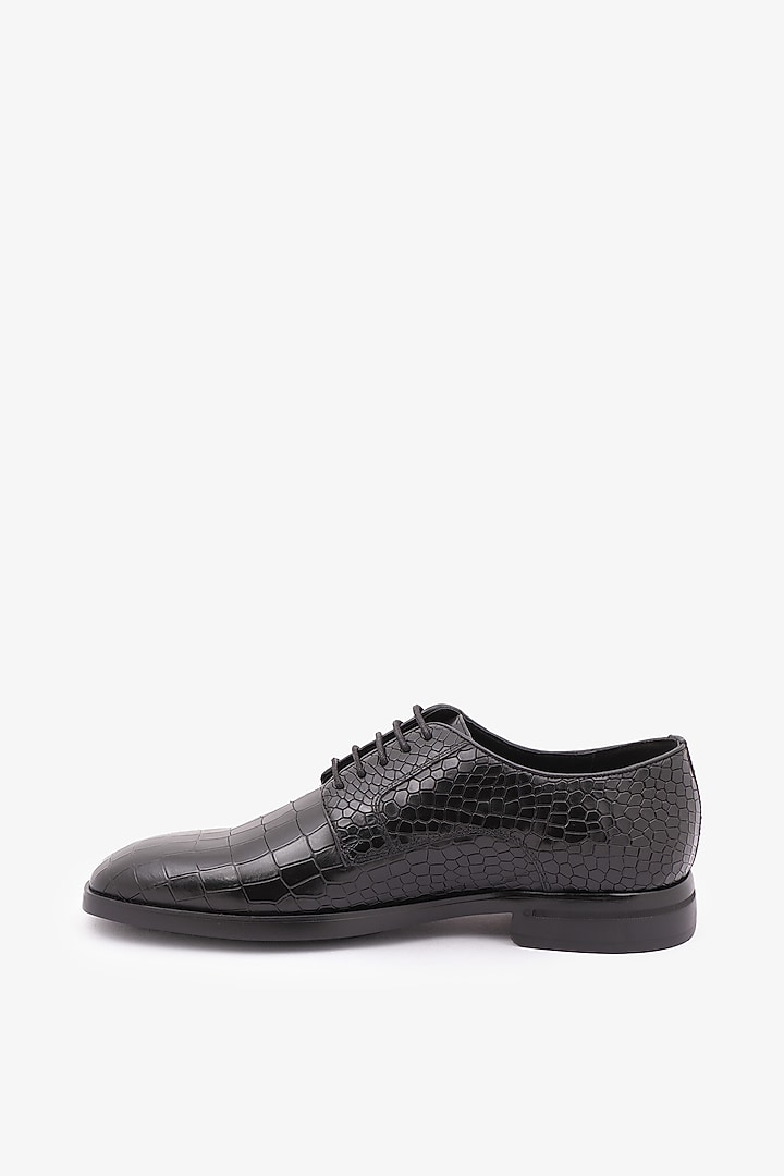 Black Leather Derby Shoes by TONI ROSSI MEN at Pernia's Pop Up Shop
