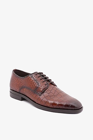 Brown Leather Derby Shoes by TONI ROSSI MEN