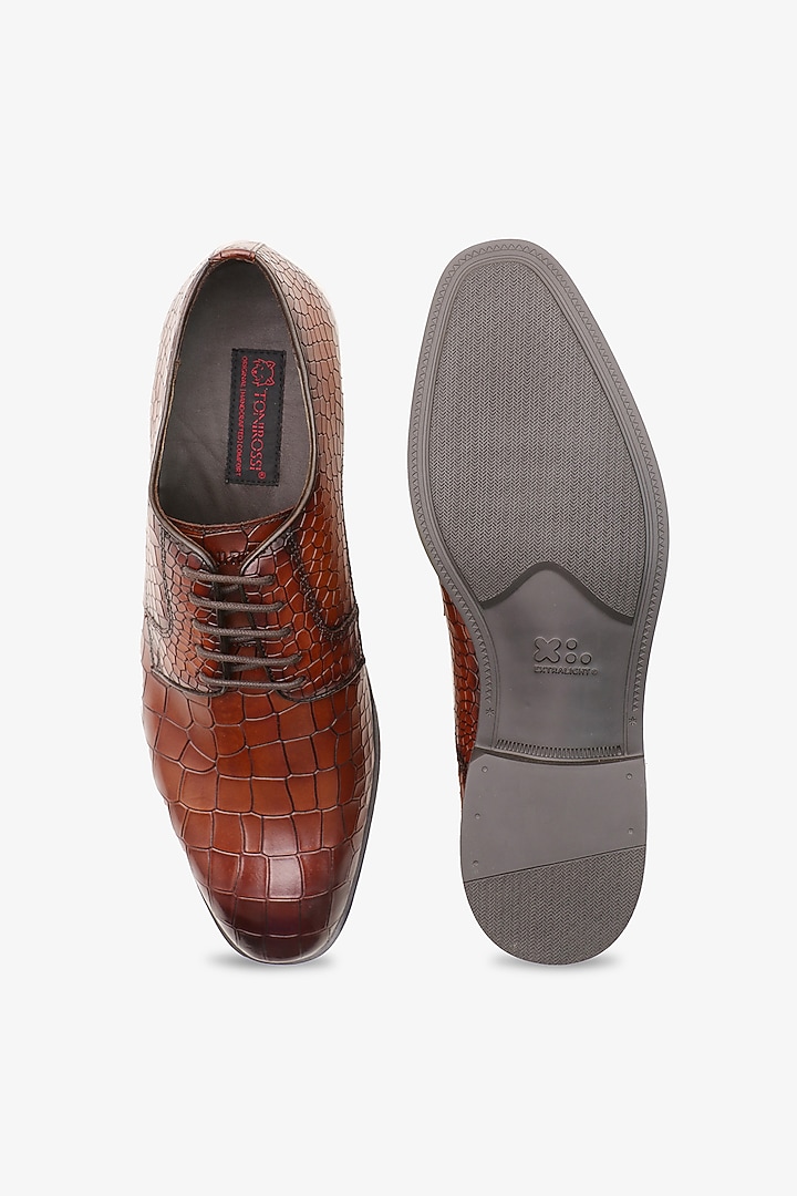 Brown Leather Derby Shoes by TONI ROSSI MEN at Pernia's Pop Up Shop