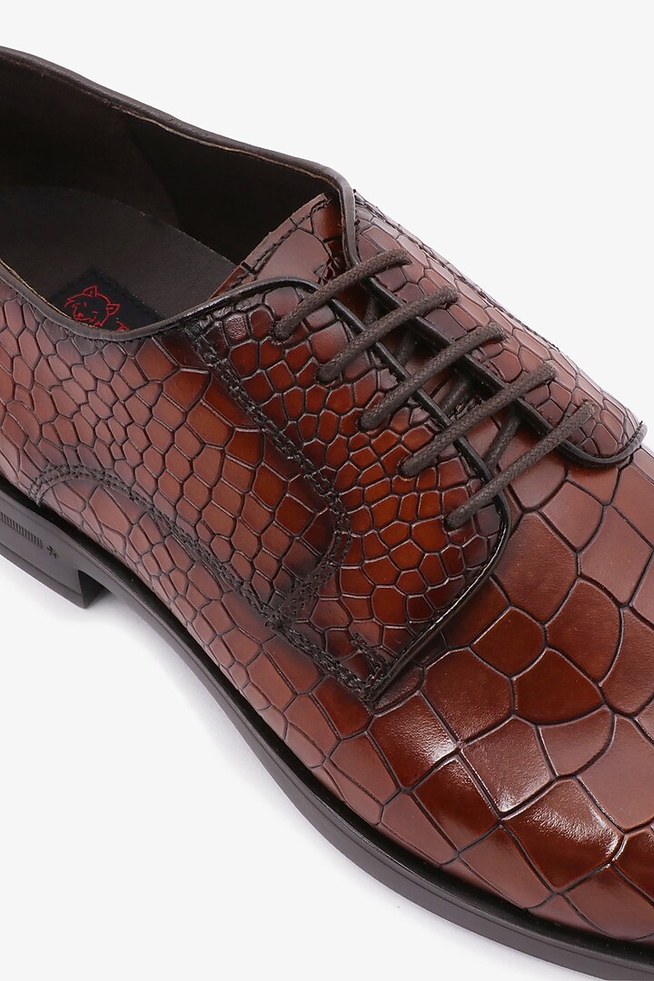 Brown Leather Derby Shoes by TONI ROSSI MEN at Pernia's Pop Up Shop