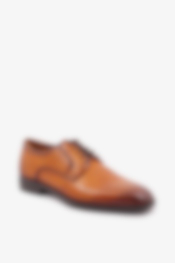 Tan Leather Derby Shoes by TONI ROSSI MEN