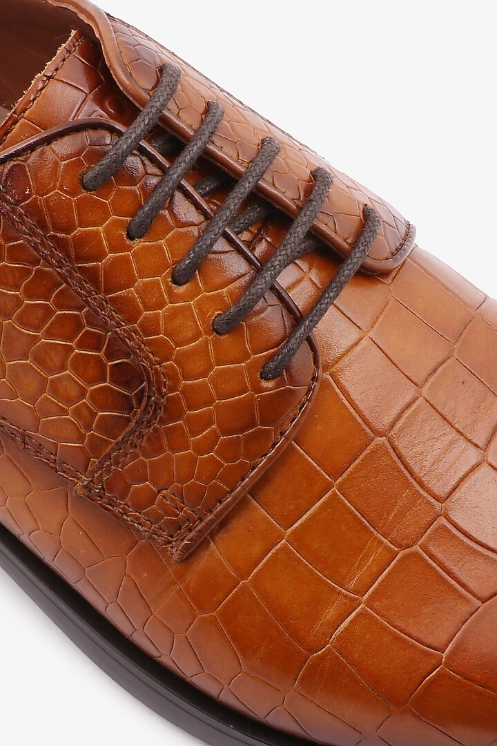 Tan Leather Derby Shoes by TONI ROSSI MEN at Pernia's Pop Up Shop