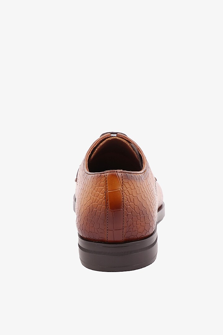 Tan Leather Derby Shoes by TONI ROSSI MEN at Pernia's Pop Up Shop