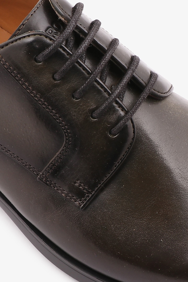 Olive Leather Derby Shoes by TONI ROSSI MEN at Pernia's Pop Up Shop