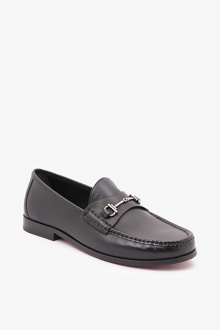 Black Leather Mocassin Shoes by TONI ROSSI MEN