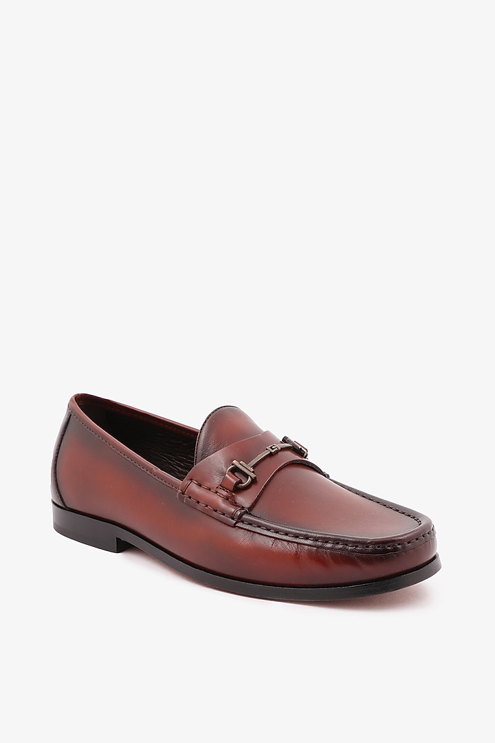 Brown Leather Mocassin Shoes by TONI ROSSI MEN