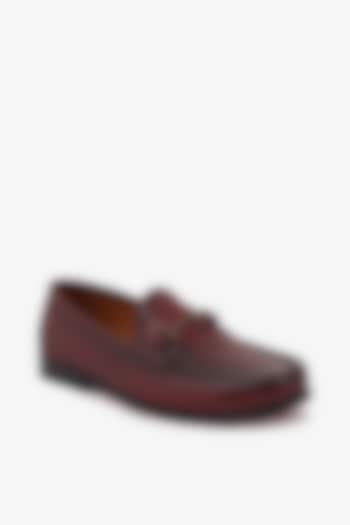 Wine Leather Mocassin Shoes by TONI ROSSI MEN