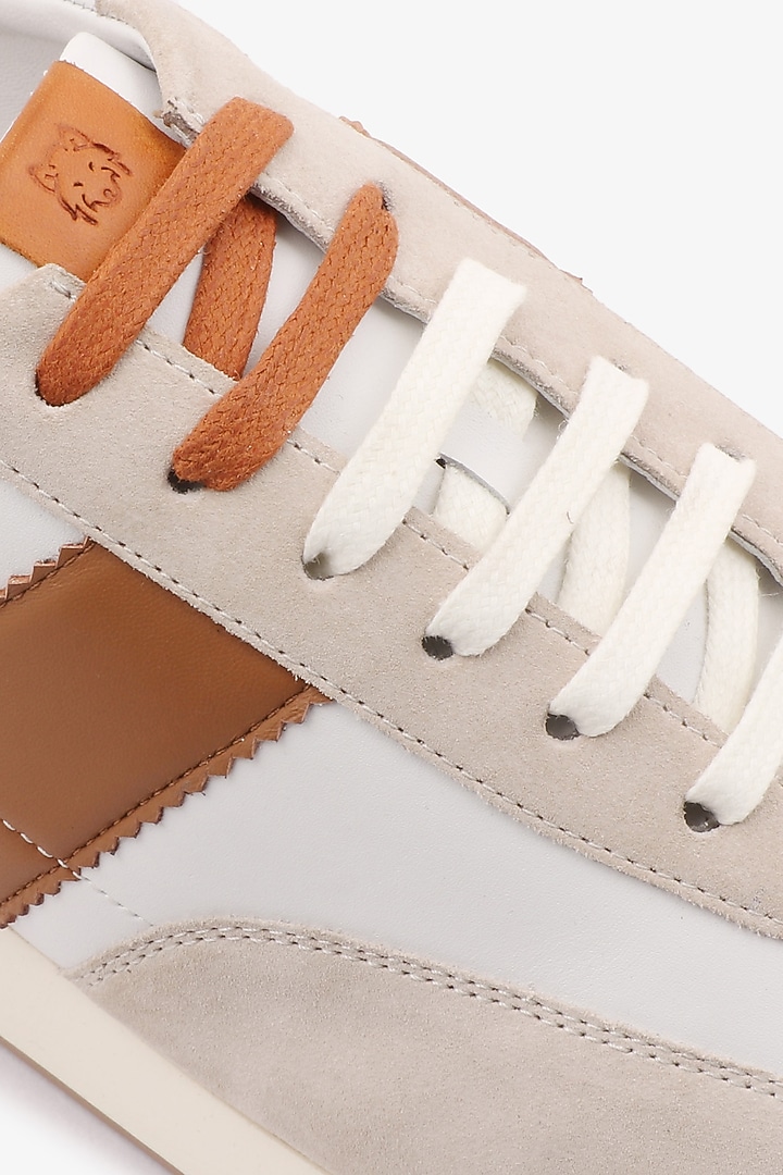 Tan & White Leather Sneakers by TONI ROSSI MEN at Pernia's Pop Up Shop