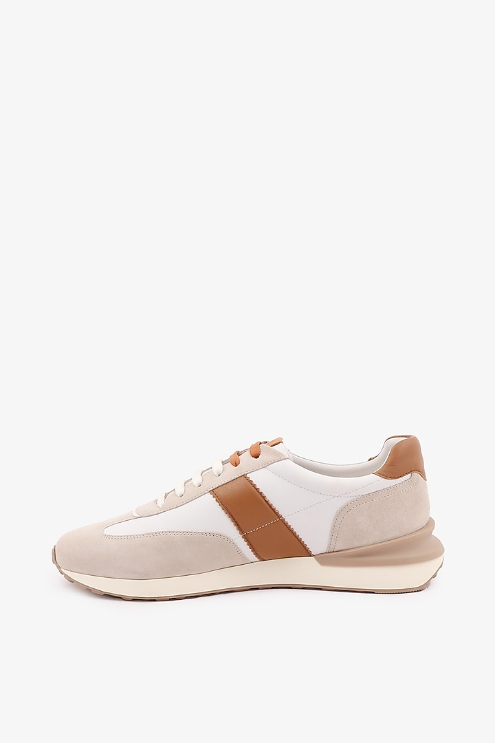 Tan & White Leather Sneakers by TONI ROSSI MEN at Pernia's Pop Up Shop