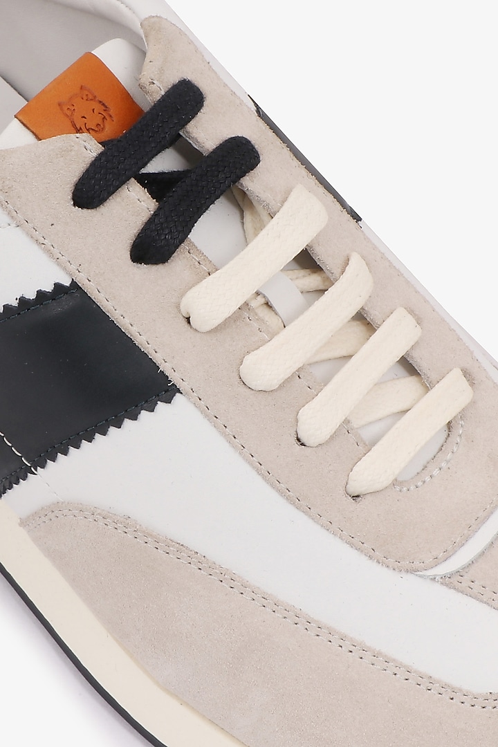 Navy Blue & White Leather Sneakers by TONI ROSSI MEN at Pernia's Pop Up Shop