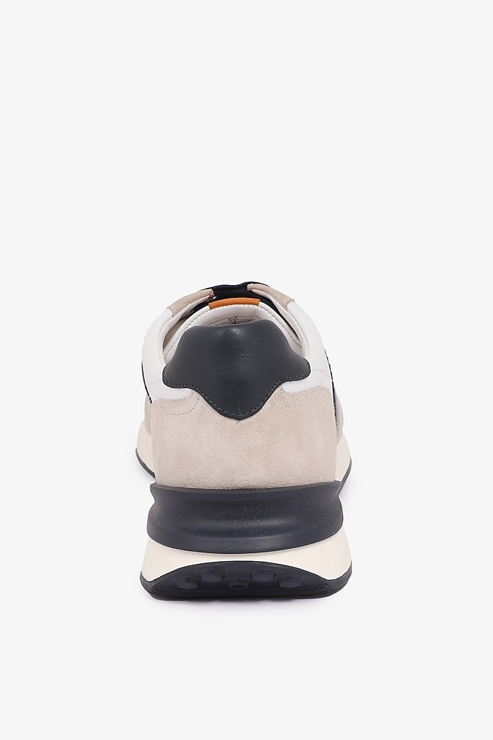 Navy Blue & White Leather Sneakers by TONI ROSSI MEN at Pernia's Pop Up Shop