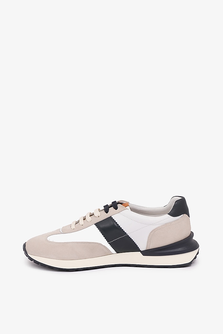 Navy Blue & White Leather Sneakers by TONI ROSSI MEN at Pernia's Pop Up Shop