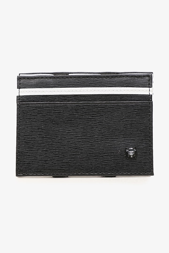 Black & White Hand Finished Saffiano Leather Cardholder by TONI ROSSI MEN