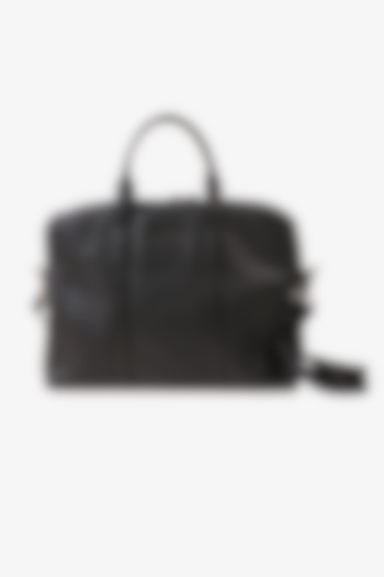 Black Hand Finished Saffiano Leather Laptop Bag by TONI ROSSI MEN at Pernia's Pop Up Shop
