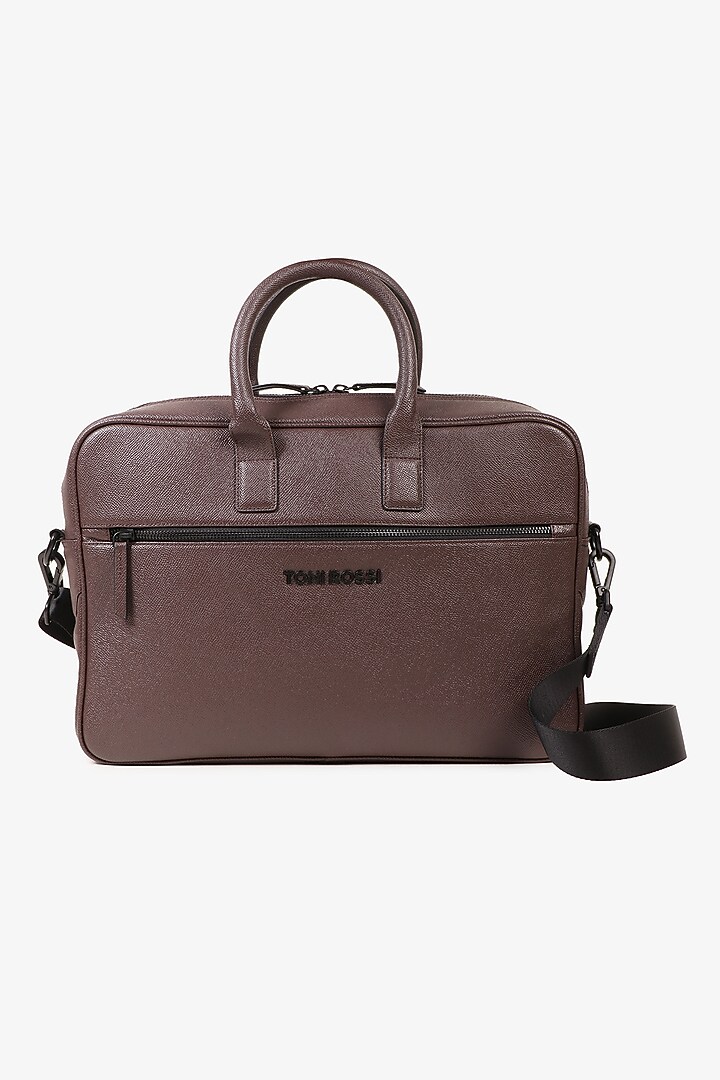 Brown Hand Finished Leather Messenger Bag by TONI ROSSI MEN at Pernia's Pop Up Shop