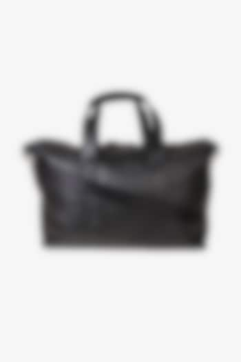 Black Hand Finished Soft Milled Leather Duffle Bag by TONI ROSSI MEN at Pernia's Pop Up Shop