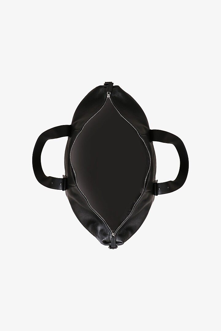 Black Hand Finished Soft Milled Leather Duffle Bag by TONI ROSSI MEN at Pernia's Pop Up Shop