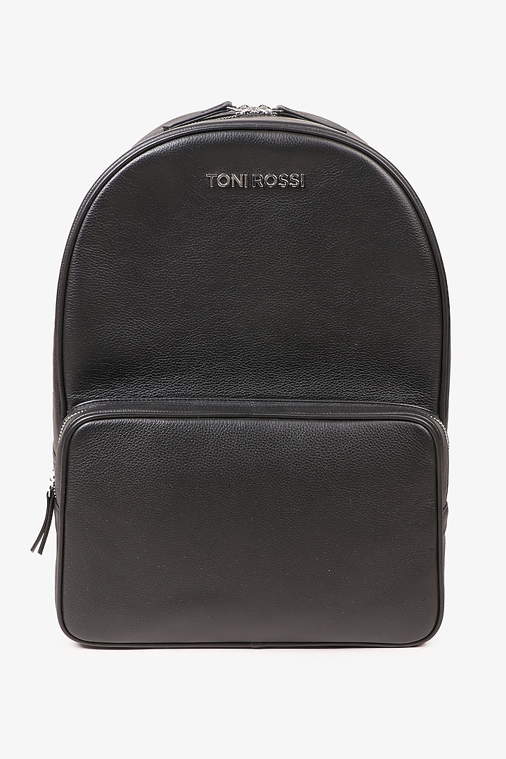 Black Hand Finished Soft Milled Leather Backpack Bag by TONI ROSSI MEN