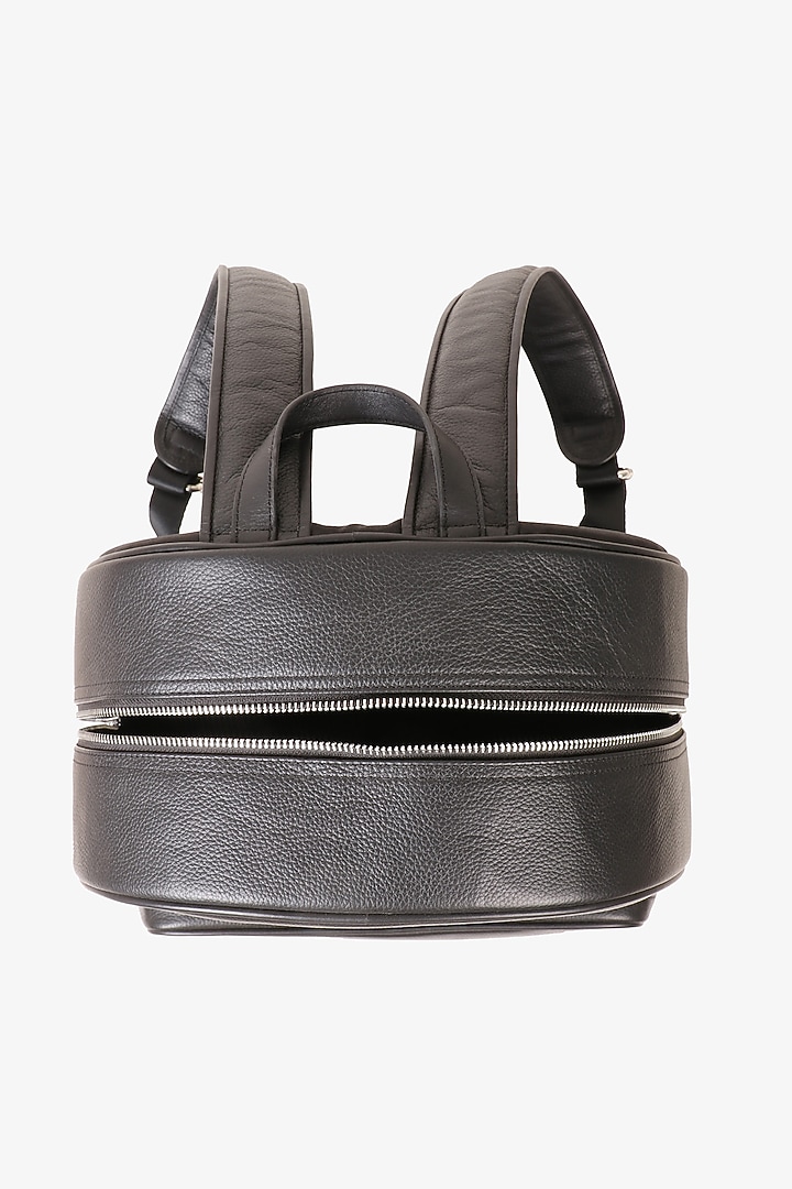 Black Hand Finished Soft Milled Leather Backpack Bag by TONI ROSSI MEN at Pernia's Pop Up Shop
