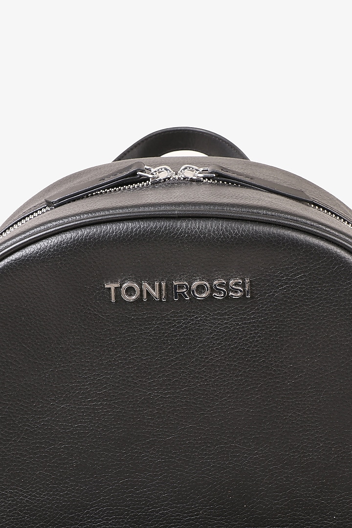 Black Hand Finished Soft Milled Leather Backpack Bag by TONI ROSSI MEN at Pernia's Pop Up Shop
