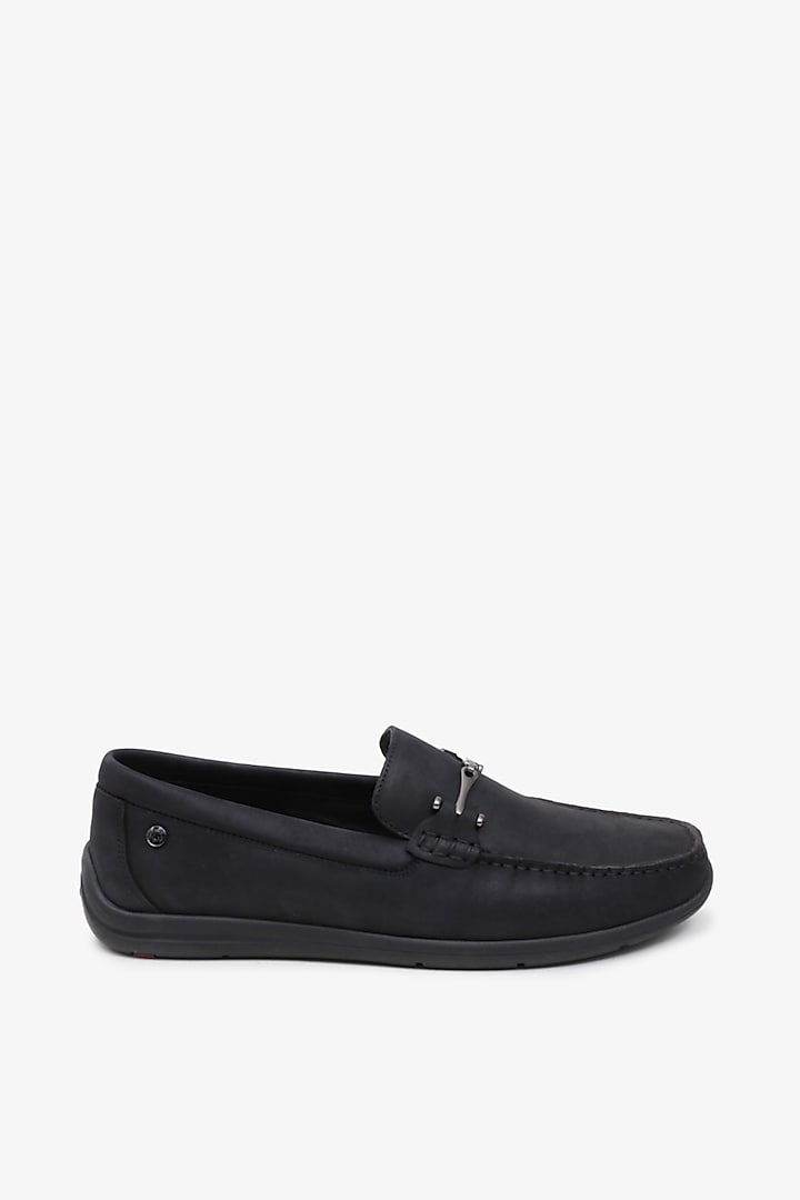 Navy Leather Loafers by TONI ROSSI MEN